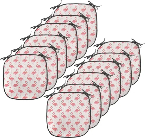 Vista 133 de Ambesonne Flamingo - Cojín de asiento para silla, diseño de fantasía exótica con elementos de vida silvestre hawaiana en colores pastel, acolchado