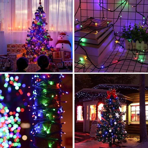 Vista 6 de Haili - Guirnalda de 105 pies de longitud y 300 luces LED para árbol de Navidad al aire libre, impermeables, con certificación UL, 8 modos de Varios