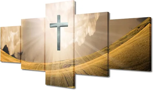 Vista 32 de TUMOVO Decoración de pared de iglesia cristiana de 3 paneles, imágenes de la resurrección de Jesús para sala de estar, dormitorio, cocina