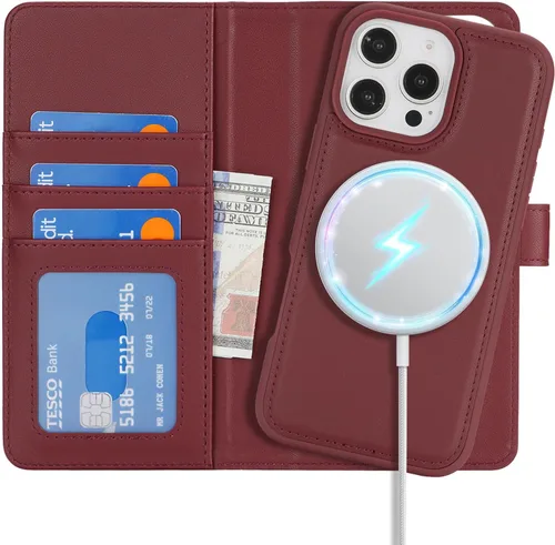 Vista 31 de Havaya Magsafe - Funda para iPhone 11 Pro Max, compatible con 2 en 1, desmontable con tarjetero de piel sintética, ranuras para tarjetas de crédito