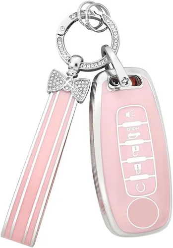 Vista 14 de PIFOOG Funda para llavero Mercedes, 3 botones, color rosa, TPU brillante, accesorios para llaves de automóvil, funda protectora para Mercedes Benz