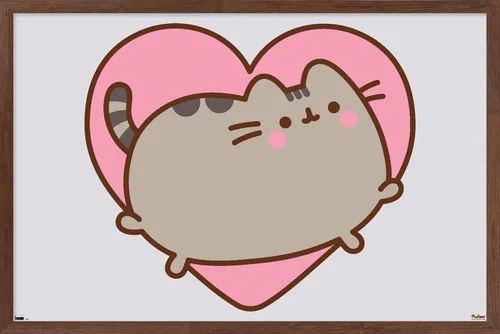 Vista 10 de Trends International Pusheen - Póster de pared de corazón, 22.4 pulgadas de largo x 14.7 pulgadas, versión enmarcada en madera de granero