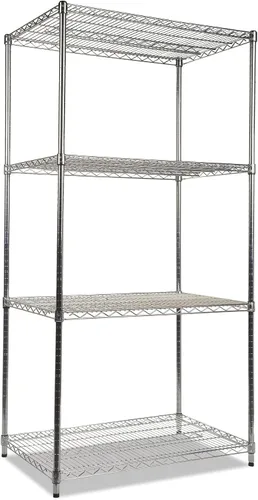 Vista 10 de Alera ALE - Kit de iniciación de estantería de alambre industrial resistente, 4 estantes, 48 pulgadas de ancho x 24 pulgadas de profundidad x 72