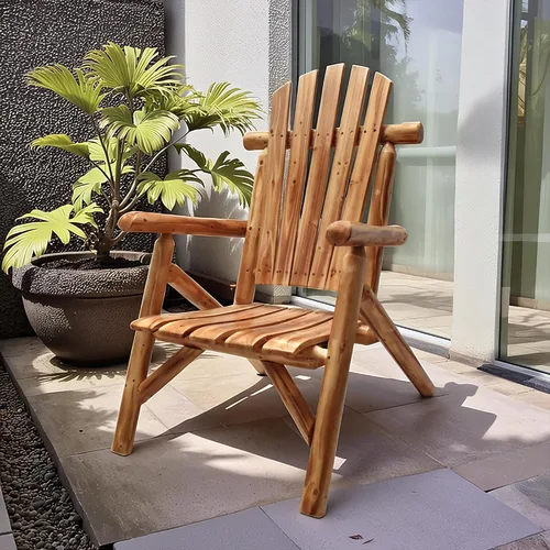 Vista 8 de Anraja Silla Adirondack de madera para exteriores, muebles de troncos de madera, porche, patio, exterior, asiento rústico, interior, césped, salón