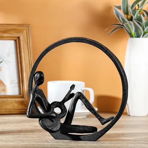 Vista 3 de Estatua de decoración musical, figura de guitarra, escultura de músico, decoración del hogar para estantes, regalo para músicos