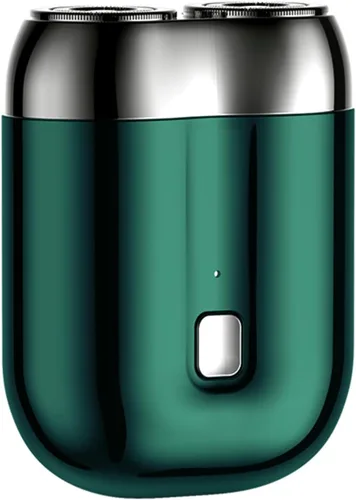 Vista 10 de Mini afeitadora eléctrica de doble cabeza, afeitadora de bolsillo mejorada, maquinilla de afeitar de doble cabeza lavable, mini maquinilla de Azul