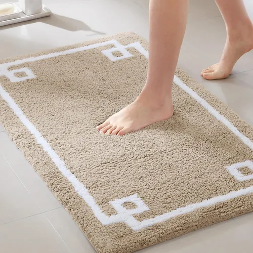 Vista 16 de Madison Park Evan Alfombra de Baño 100% Algodón con Respaldo Antideslizante - Tapete de Baño de Felpa Copetuda Lujoso, Absorbente, Secado Rápido