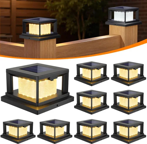 Vista 12 de Paquete de 4 luces solares para postes al aire libre, 2 modos de luz LED para postes de 4 x 4, luz impermeable para decoración de patio, jardín
