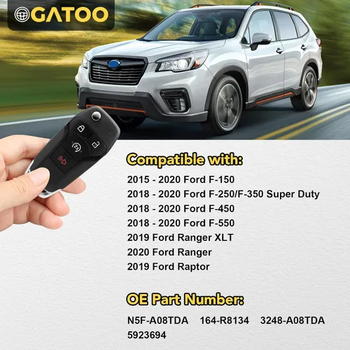 Vista 3 de Llavero Flip Key Compatible con 2015 2017 2016 2017 2018 2019 2020 Ford F150 F250 F350 F450 F550 Super Duty Ranger XLT Raptor, Control Remoto
