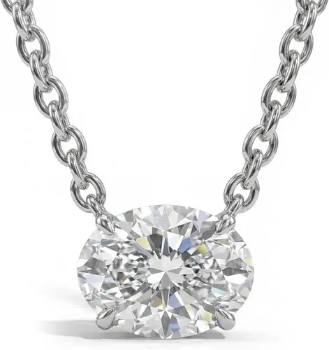 Vista 12 de La Joya 1/2-2 CT Lab Grown Diamond Necklace 14K White Gold Multi Shape Oro blanco