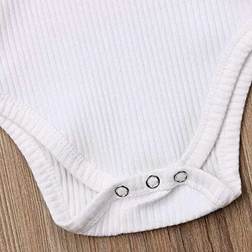 Vista 7 de Mubineo Mameluco básico de punto acanalado liso con volantes de manga larga para bebé niña