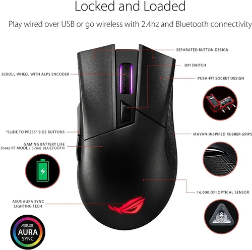Vista 7 de ASUS ROG Gladius II - Mouse inalámbrico