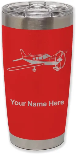 Vista 27 de LaserGram Vaso aislado al vacío de 20 onzas, avión de ala baja, grabado personalizado incluido (negro) Engraved Gift for Pilots, Vacuum Insulated