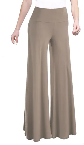 Vista 19 de Made By Johnny MBJ - Pantalones Palazzo de pierna ancha sólidos y teñidos con técnica batik, cómodos y casuales para mujer (XS~5XL)