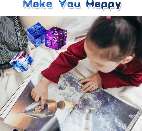 Vista 4 de 12 cubos infinitos, mini juguetes para ansiedad geniales para niños y adultos, dispositivo sensorial mejor para el estrés. Bloques de mano