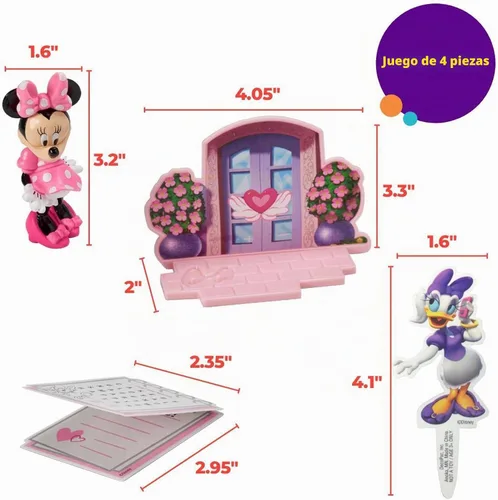 Vista 6 de DecoSet® Disney Minnie Mouse Happy Helpers Adorno para tarta, set de 4 piezas con Minnie Mouse y Daisy Duck