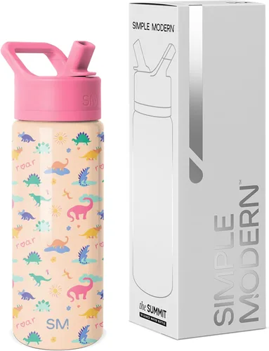 Vista 16 de Simple Modern Botella de agua para niños con tapa con pajilla, vaso aislado de acero inoxidable de 14 onzas para niños y a prueba de derrames