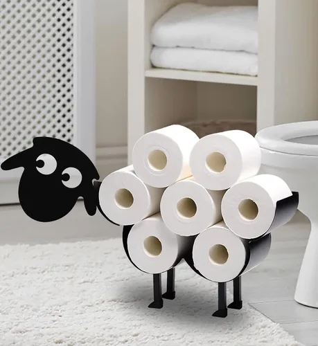 Vista 8 de Bear - Almacenamiento de papel higiénico de pared de metal, divertido soporte de papel higiénico negro, soporte de papel de metal decorativo