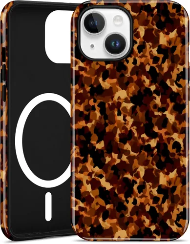 Vista 80 de Jusy Compatible con MagSafe Brown Tortoise Shell Print Phone Case para iPhone 7/8/SE, funda protectora magnética de lujo de TPU suave