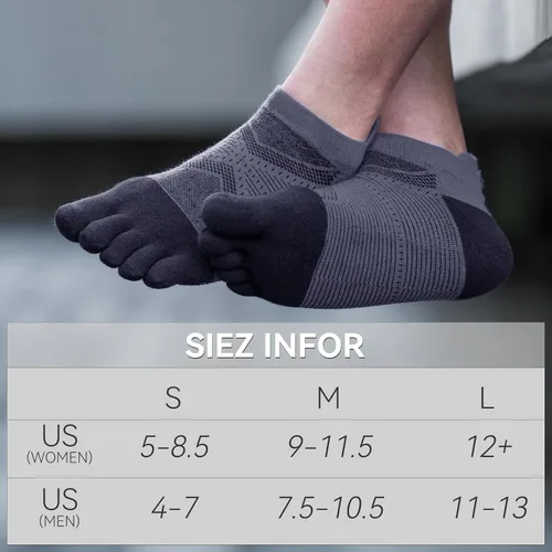 Vista 5 de Calcetines Cool-max para correr para hombres y mujeres, 3 pares de calcetines atléticos transpirables de cinco dedos
