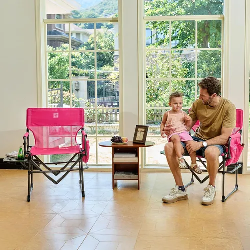 Vista 2 de EVER ADVANCED Silla de Directores de Camping con Mesa Lateral, Plegable Portátil con Tamaño Compacto, Diseño Transpirable y de Secado Rápido Silla