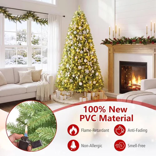 Vista 6 de DREAMADE 7.5 FT Pre-Lit Artificial Christmas Tree, Fraser Fir Green-2