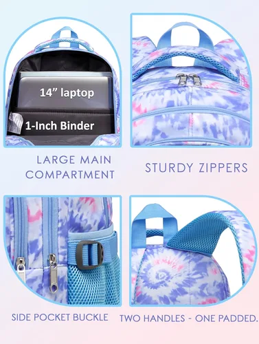 Vista 3 de BLUEFAIRY Mochilas infantiles para niñas y niños, regalos de regreso a la escuela para niños, primaria, primaria, escuela secundaria, Violeta claro