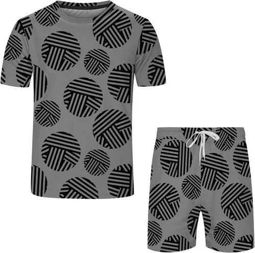 Vista 4 de XXBR - Conjunto deportivo de 2 piezas para hombre, con estampado gráfico, camisetas deportivas y pantalones cortos, para verano, casual, para sudar