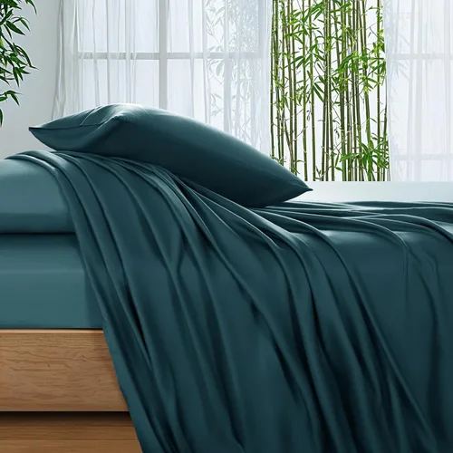 Vista 18 de SONORO KATE Sábanas 100% viscosa derivada de bambú tamaño matrimonial, sábanas ultra transpirables y refrescantes para personas que duermen con Beige