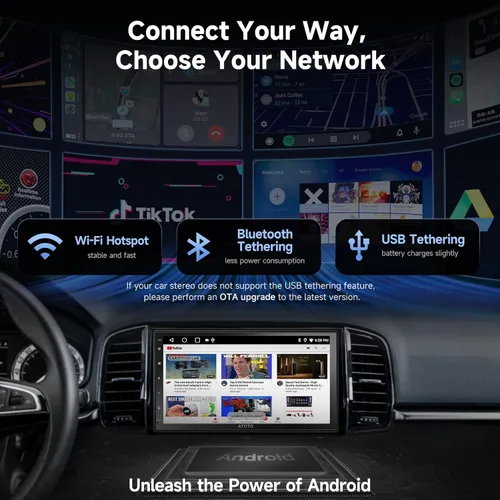 Vista 2 de A5L - Estéreo Android de doble DIN para automóvil de 7 pulgadas, cámara de control y cámara de respaldo de 1080P, CarPlay Android Auto, conexión