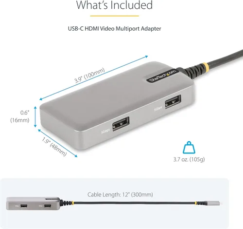 Vista 7 de StarTech - Base USB-C 5 en 1 para M1 M2 M3 M4 con HDMI 4K HDR10, 86W, GbE