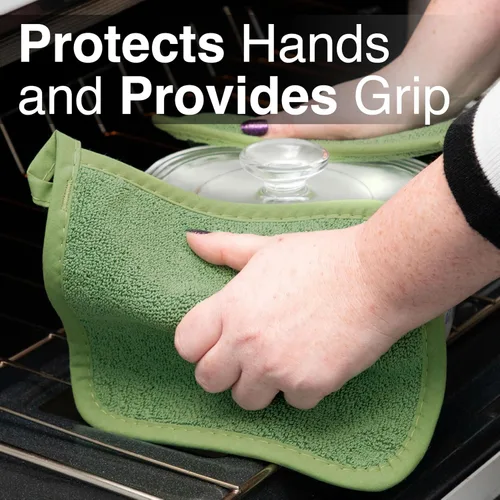 Vista 5 de Ritz - Agarradera de rizo y almohadilla resistente al calor, duradero, 100% algodón, diseño ergonómico para un agarre óptimo, fácil cuidado, lavable