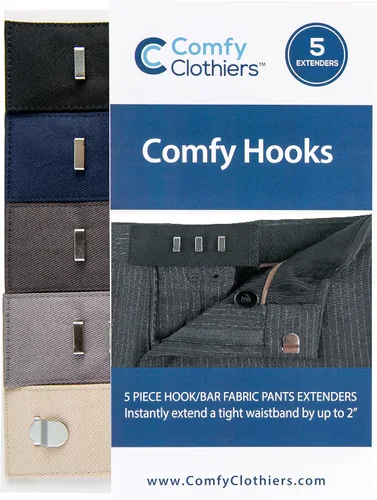 Vista 2 de Extensores de tela para pantalones (ganchos para pantalones de vestir) – Gancho y barra (corche) Extensores de cintura para pantalones, pantalones
