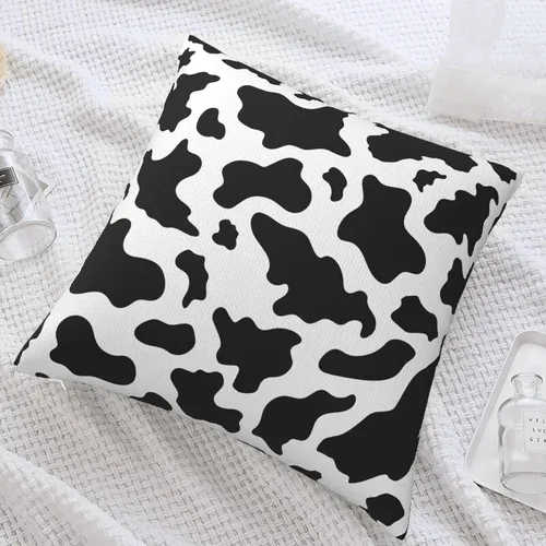 Vista 6 de Fundas de almohada con estampado de vaca y leche blanca y negra de 18 x 18 pulgadas, funda de almohada para dormitorio, sofá, funda de almohada