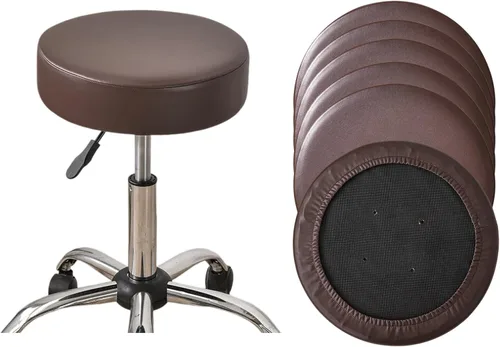 Vista 32 de HAOYONG Juego de 2 fundas redondas para taburetes de bar, impermeables, de poliuretano, fundas elásticas para taburetes de bar, fundas para sillas