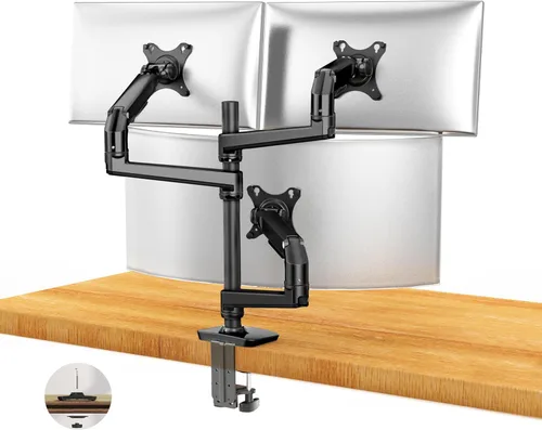 Vista 8 de Ergounion Soporte para monitor doble, soporta pantallas de hasta 40 pulgadas y 25 libras, brazo doble para monitor totalmente ajustable con Negro