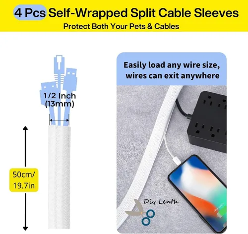 Vista 4 de Kit de gestión de cables [313 piezas], 67 clips adhesivos para cables, organizador de cables de escritorio Topavatop, 22 correas reutilizables