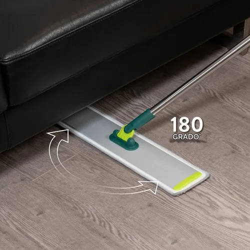Vista 6 de Pine-Sol Mopa plana de microfibra – Herramienta de limpieza de suelos húmedos y secos con 2 almohadillas reutilizables – Multisuperficie para quitar