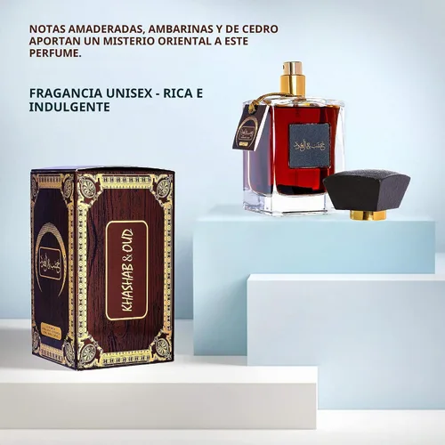 Vista 2 de ARABIYAT Khashab & Oud Eau de Parfum – 3.4 fl oz (3.4 onzas) Perfumes de lujo en aerosol árabe para mujeres y hombres Fragancia unisex premium Oud