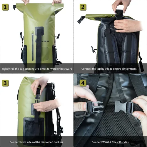 Vista 6 de SEPEAK - Mochila impermeable IPX6 de 35 L, con cierre enrollable, accesorios para kayak, artículos esenciales para camping, natación, playa, pesca