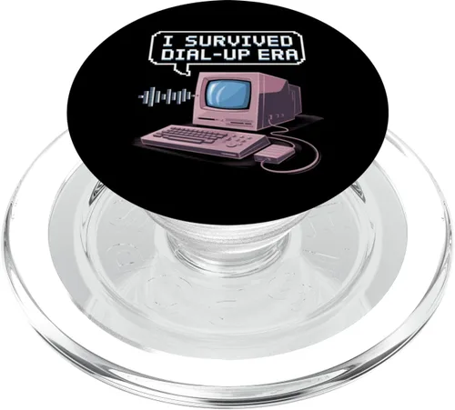 Vista 7 de Retro 90s Technology Nostalgia I Survived the Dial-Up Era PopSockets Adhesive PopGrip