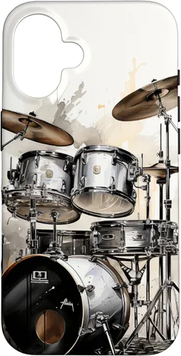 Vista 32 de Vintage Drum Set Drawing Funda para iPhone 17