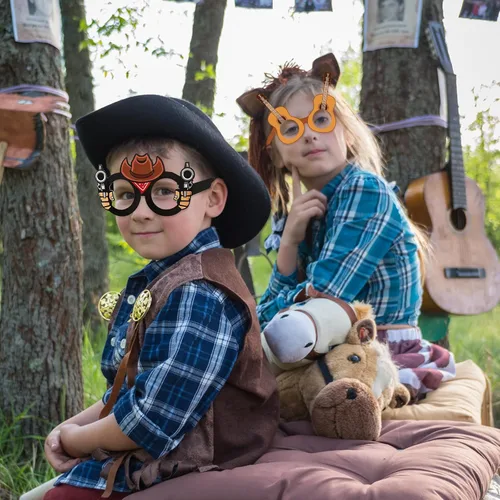 Vista 5 de Jenaai 24 gafas de papel para fiestas occidentales, accesorios de cabina de fotos de vaquero para adultos, suministros de decoración de fiesta