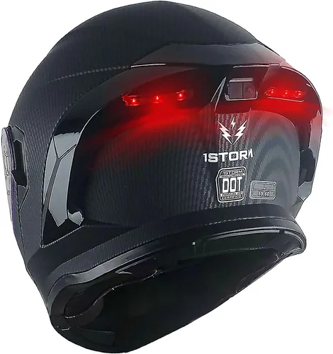 Vista 15 de 1Storm Nuevo Casco Modular de Motocicleta con Visera Dual, Protección Solar Completa y Luz Trasera LED Recargable: LED-X90 Flecha Azul