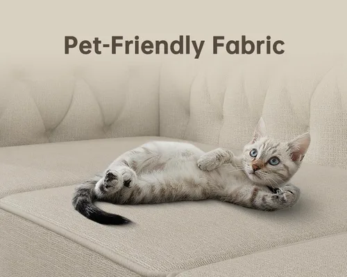 Vista 4 de Morden Fort - Juego de sillas y sofá Chesterfield clásico, con reposabrazos acolchados y patas de madera maciza, sofá cama para mascotas, cómodo
