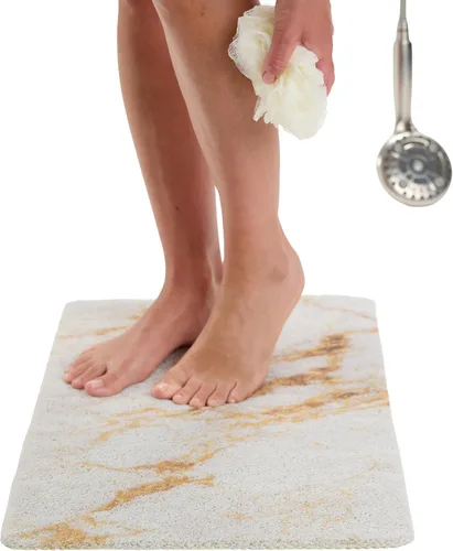 Vista 105 de Enkosi Alfombra de ducha antideslizante Loofah para suelos de ducha, bañera, baños, zonas húmedas, alfombrilla de baño acolchada con agujeros