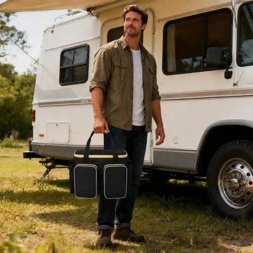 Vista 9 de Bolsa de transporte para inflador de neumáticos de 20 V MAX DCC020IB, almacenamiento de compresor de aire con cuatro bolsillos para kit de carga