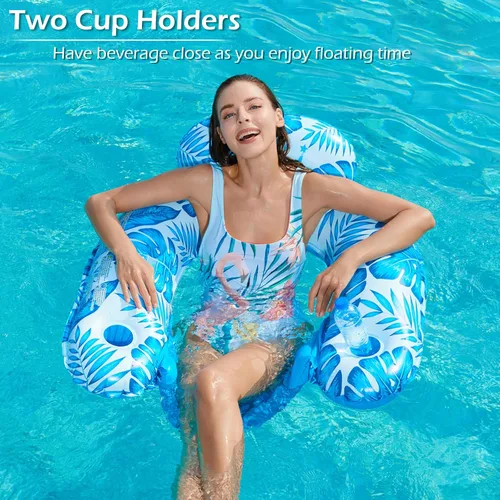 Vista 7 de Jasonwell Flotador de piscina con dosel Flotadores inflables de piscina para adultos, silla flotante de piscina, flotadores para piscina, silla