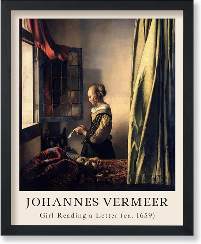 Vista 28 de Poster Master Póster vintage Johannes Vermeer – Impresión de pintura de vista retro de Delft – Vista del arte de Delft – Regalo para hombres