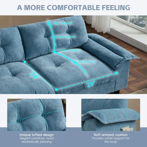 Vista 49 de Sofá modular moderno en forma de U de 115 pulgadas, juego de sofás tapizados grandes con asiento de almacenamiento, sofá cama convertible con diván